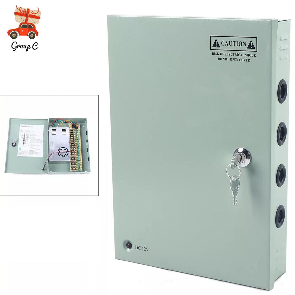 12VDC 18CH 30A Security Camera Power Supply Box Distribution for CCTV DVR System