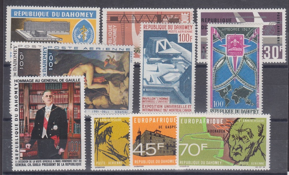 Dahomey Sc C32/C76 MLH. 1966-68 issues, 8 complete sets, fresh, bright, VLH, VF