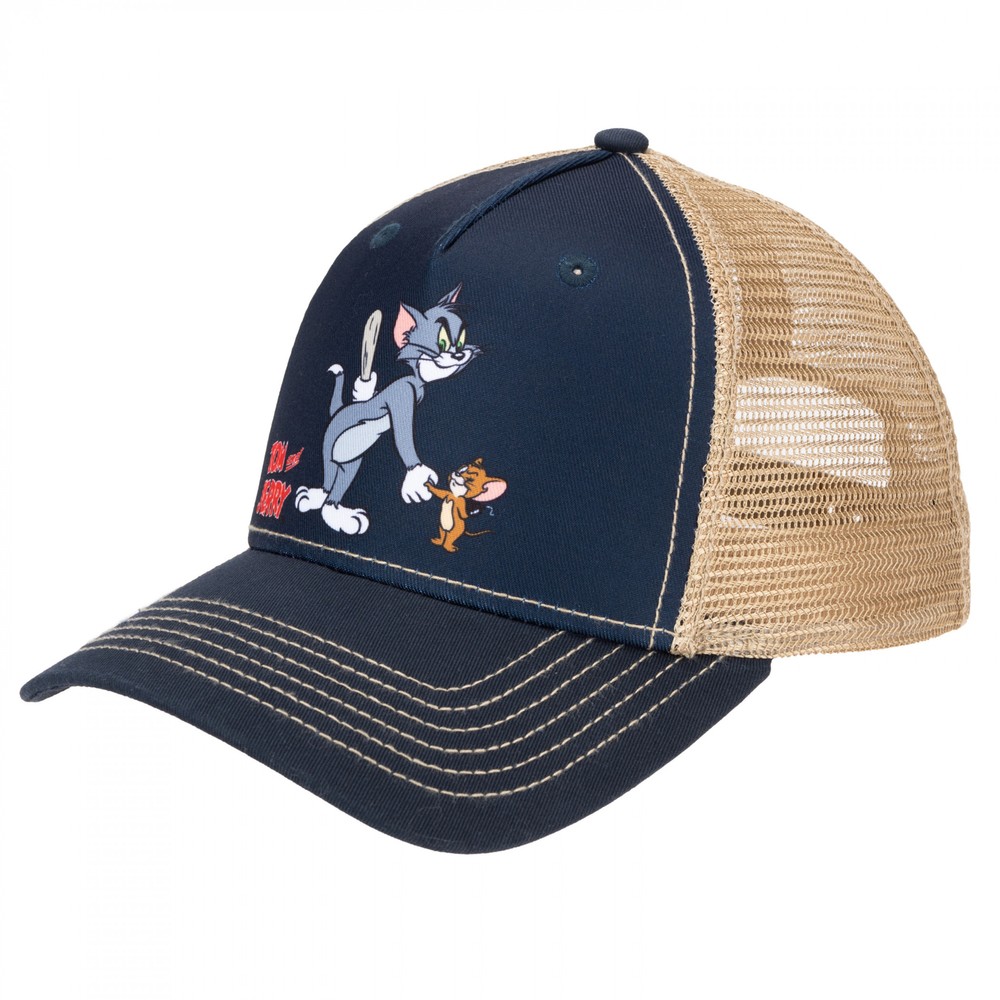 Tom and Jerry Shaking Hands Low Profile Snapback Hat Multi-Color