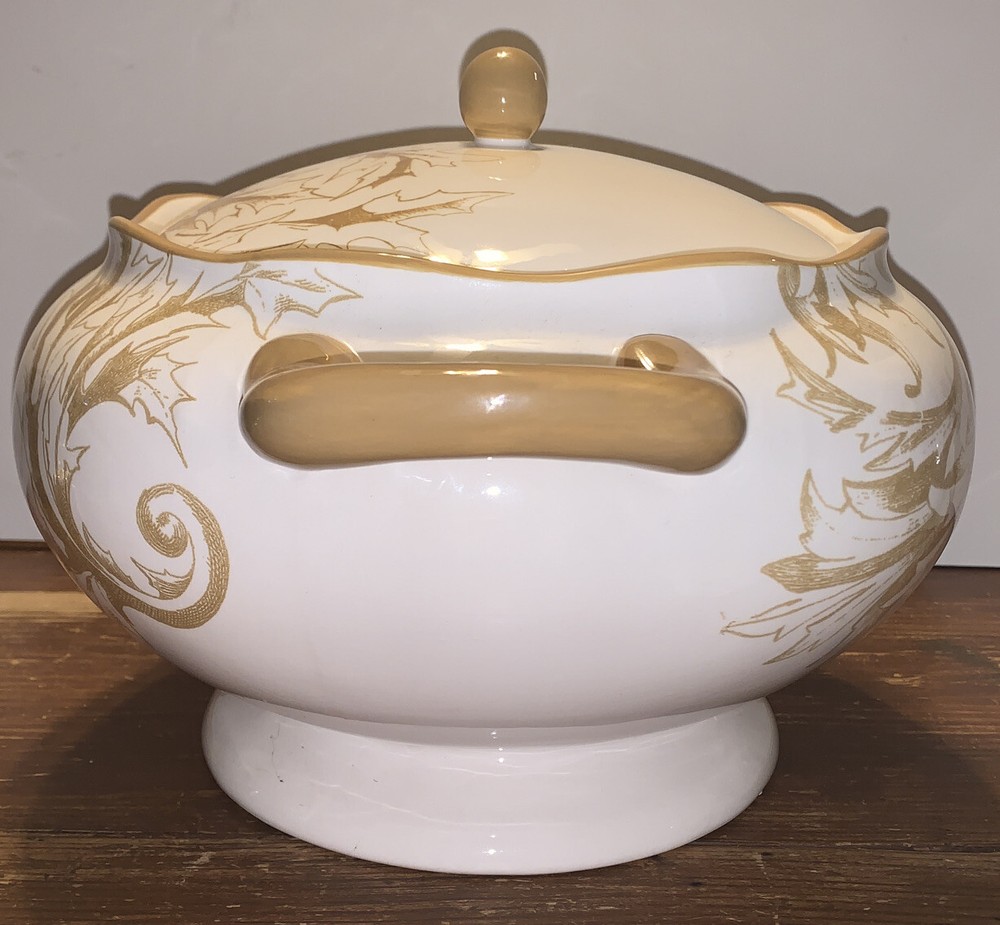 Reba Harmony for the Home Soup Terrine, Scroll Leaf Design With Tags