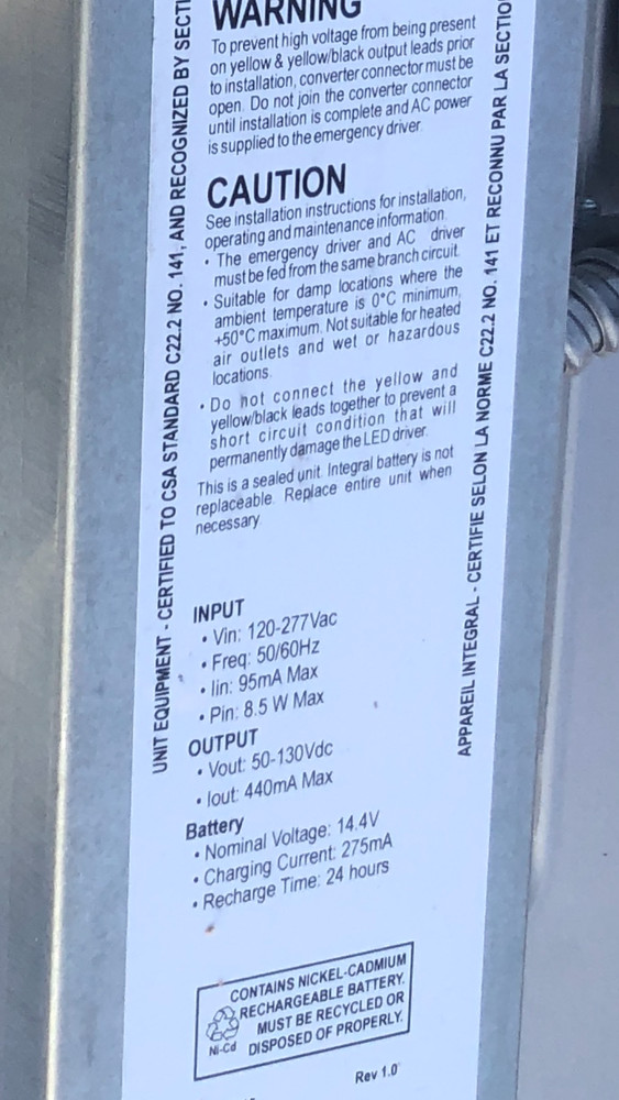 Philips Bodine BSL20MV Emergency LED Driver
