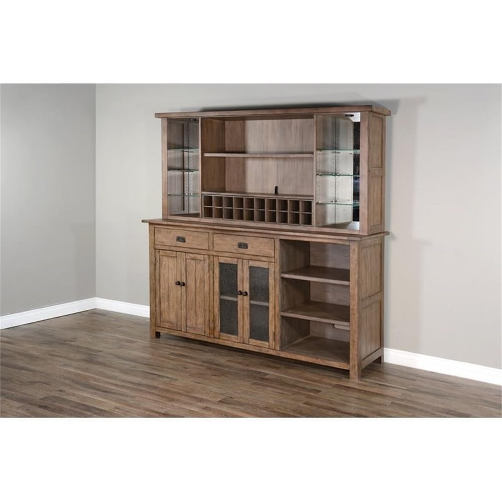 Home Square 4-Piece Set with Bar Unit & Hutch & 2 Backless Stools