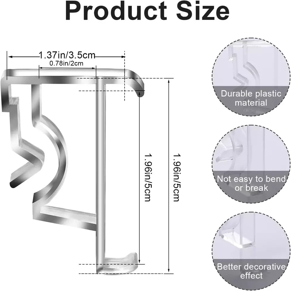 12 Pcs Valance Blind Clips Replacement Clear 2 Inch Blind Clips Plastic