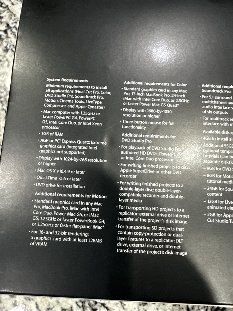 Apple Final Cut Studio 2 Editing Software Complete with Manuals & 9 Cd’s