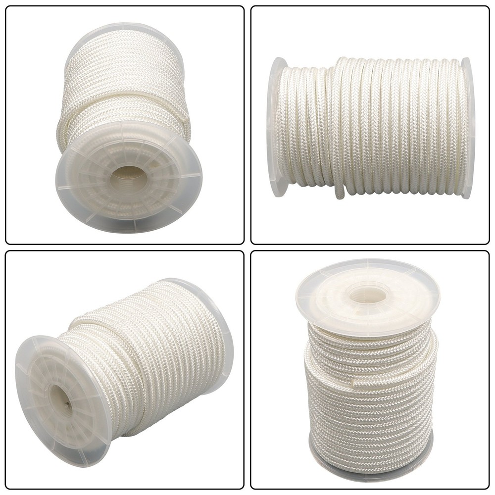 3/8 Inch White Nylon Rope 100 Foot Spool 100% Nylon Solid Braid Rope Dyeable