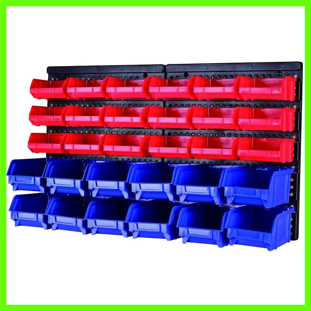 Heavy-Duty Wall Storage Rack with 30 Bins - Rust-Resistant & Space-Saving