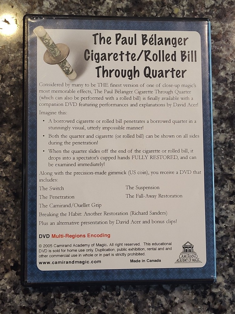 CIGARETTE / ROLLED BILL THROUGH QUARTER (US coin) Dvd