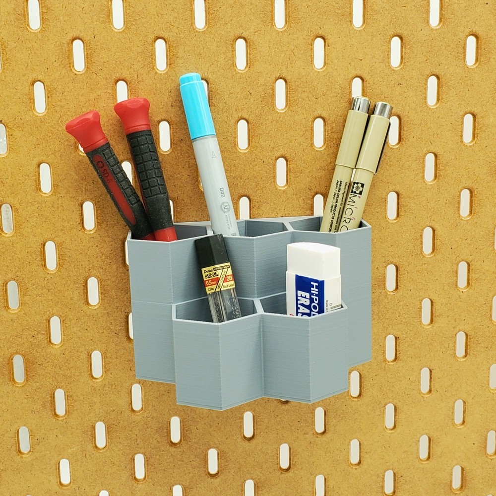 Just Hanging, Five Hex Bin, Pencil Storage, IKEA SKADIS Pegboard Accessory