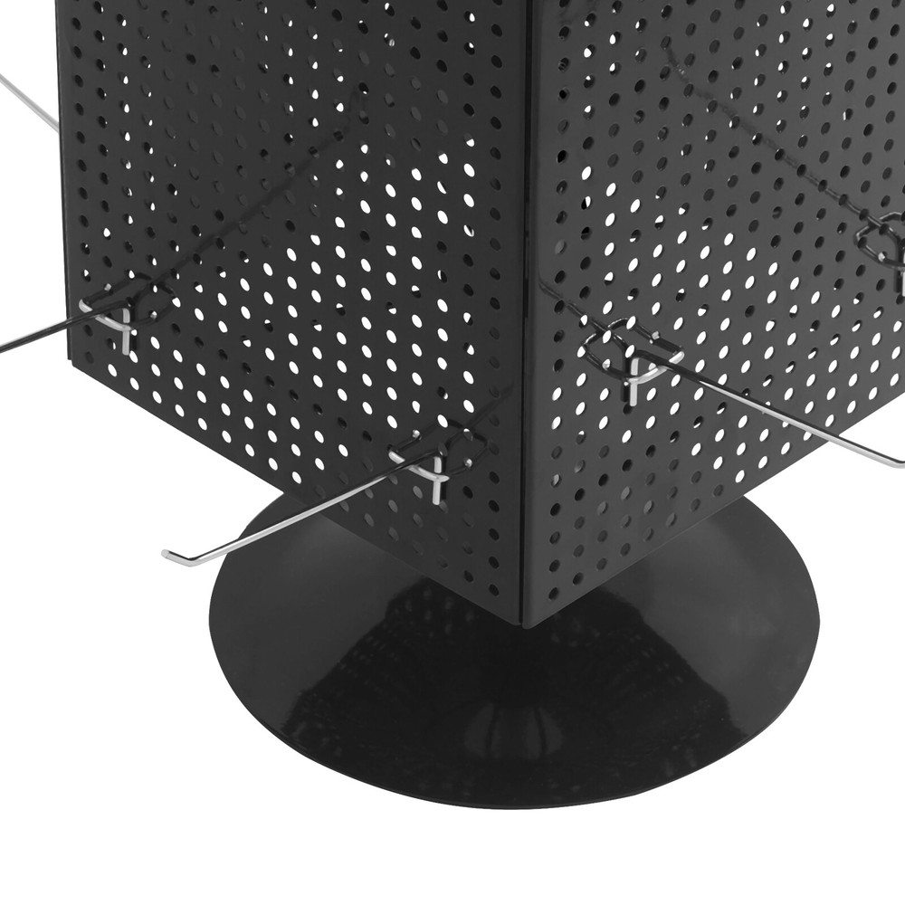 Rotatable 4-Sided Perforated Display Stand with Sturdy Base - Black