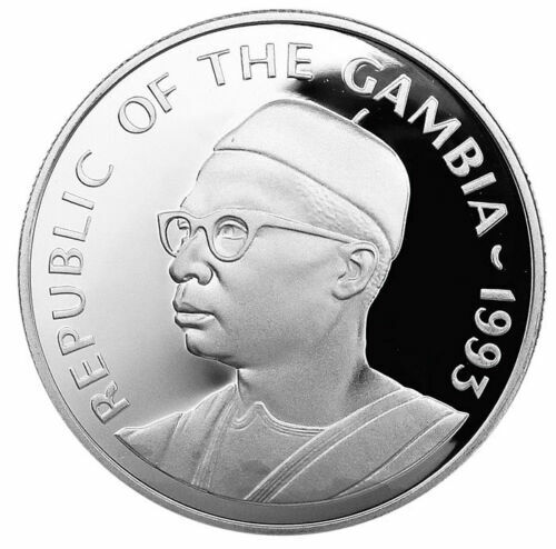 GAMBIA 20 Dalasis 1993 Silver Proof 'Chimpanzee'