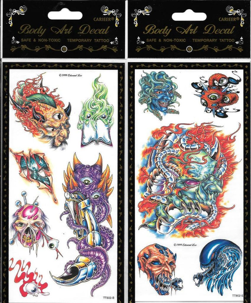 6 Sheets Body Art Skull Eyes/Faces Temporary Tattoo's