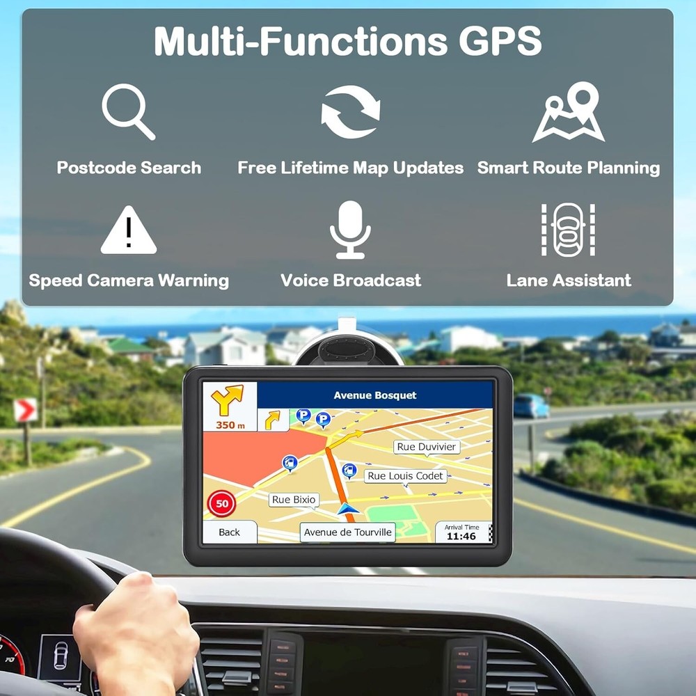 North America GPS Navigation with 2024 Maps & Multi-Language Voice Support