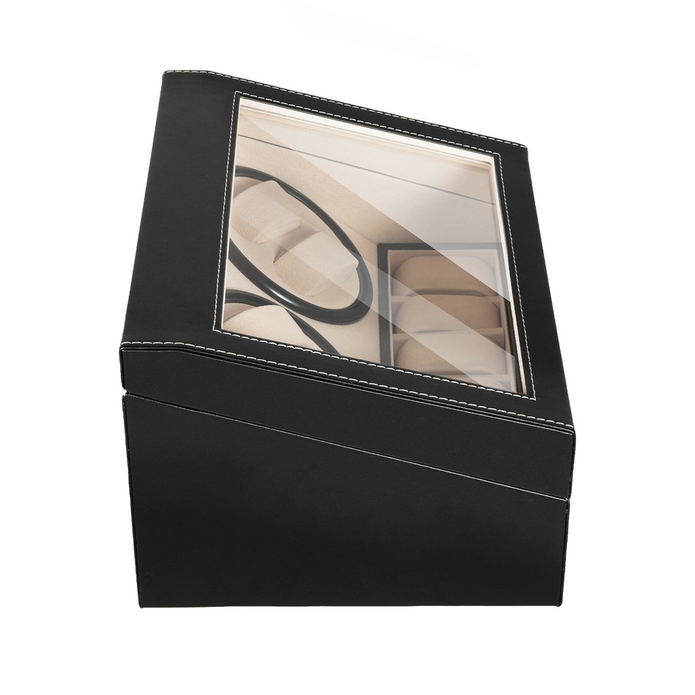 4+6 Luxury Automatic Rotation Watch Winder Box Leather Storage Display Case Gift