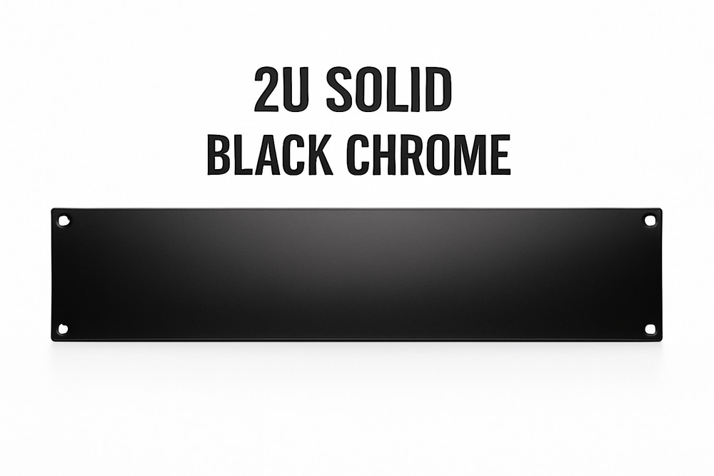 Custom Black Chrome 2U Rack Panel – Solid Steel Cover for 19” Mount Gear