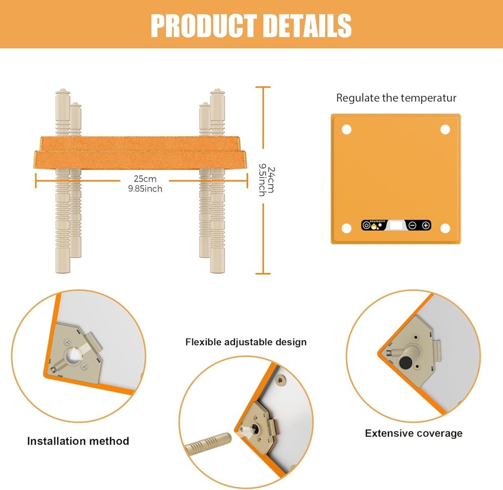 Brooder Plate with Adjustable Temperature & Height,10" X 10" Chick Heat Plate (O