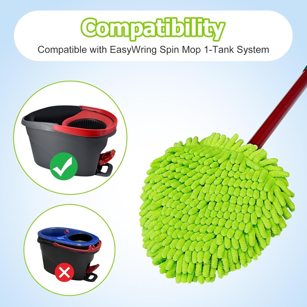 Microfiber Mop Head Replacement for Easy Wring 1-Tank System, Compatible Pads