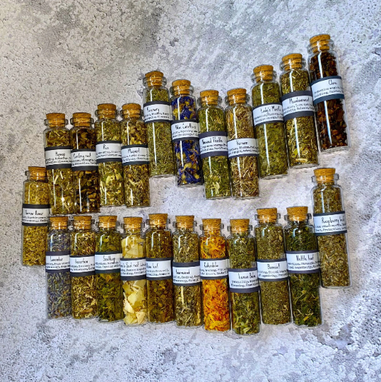 Custom Apothecary Kit, 20ml Herb Spell Bottles Starter Advanced Set Spell Salts