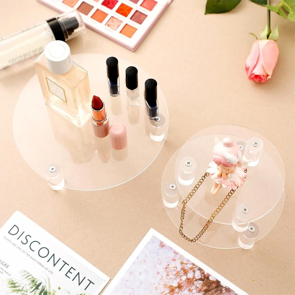 3 Pcs Acrylic Display Riser Round Stand Clear clear