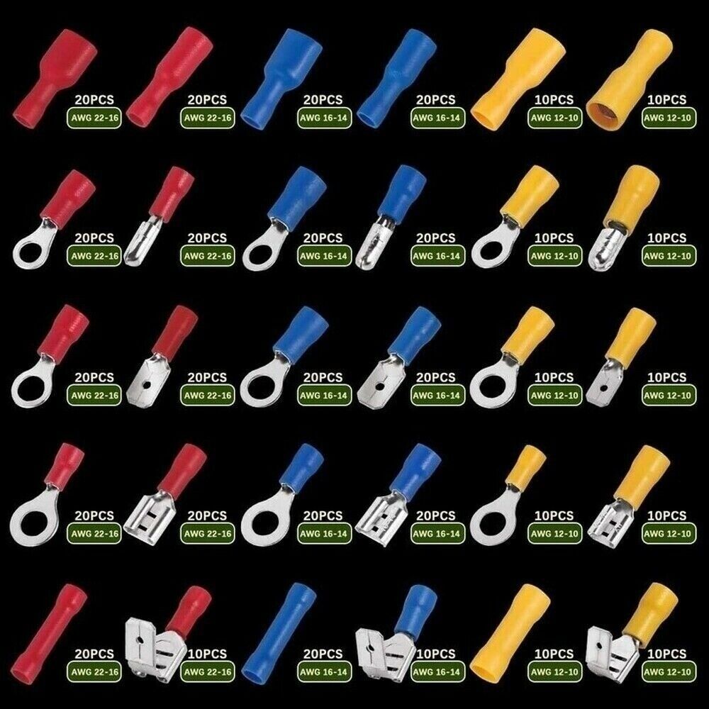 480 PC ASSORTED INSULATED ELECTRICAL WIRE TERMINAL CRIMP CONNECTOR SPADE SET KIT