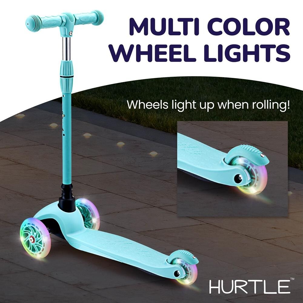 Hurtle Lightweight & Adjustable Mini Kickboard Scooter for Kids (Teal Blue)