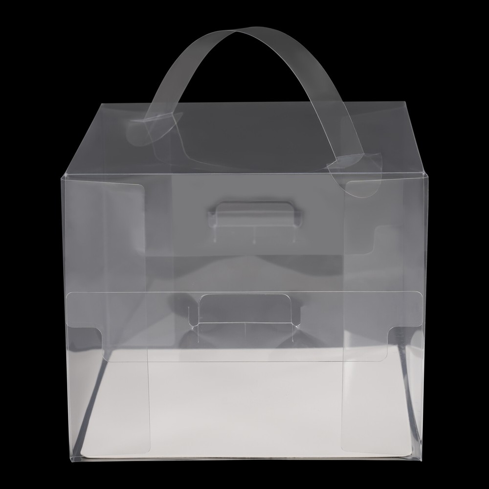 50*Clear Cake Box Gift Plastic Carrier Box Cake Pastry Packaging Box PET