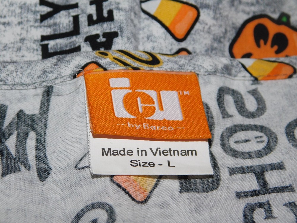 ICU Pumpkin Halloween Theme Scrub Top size Large