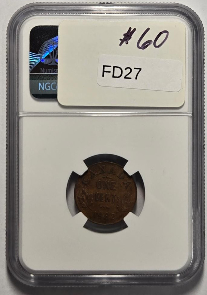 1932 CANADA 1 CENT NGC MS 63 BN Certified Coin