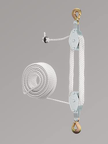 Block and Tackle Pulley System for Lifting Objects - SoB 4000LB Breaking