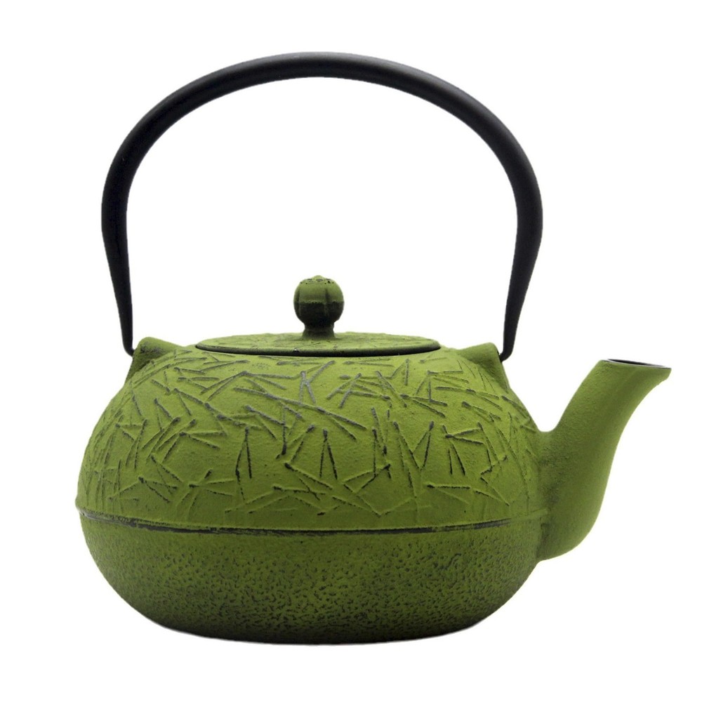60.9oz Large Cast Iron Teapot, Big Tea Kettle for Stovetop Safe, Green Cast I...