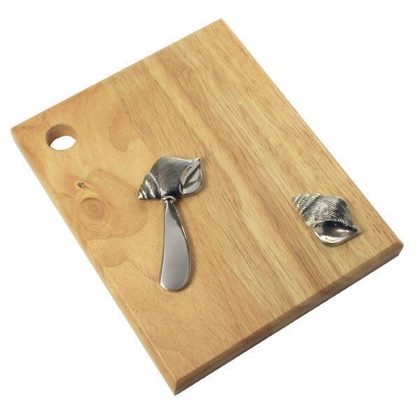 Sea Shell Wood Cheese Cutting Board with Spreader 25020-SHELL