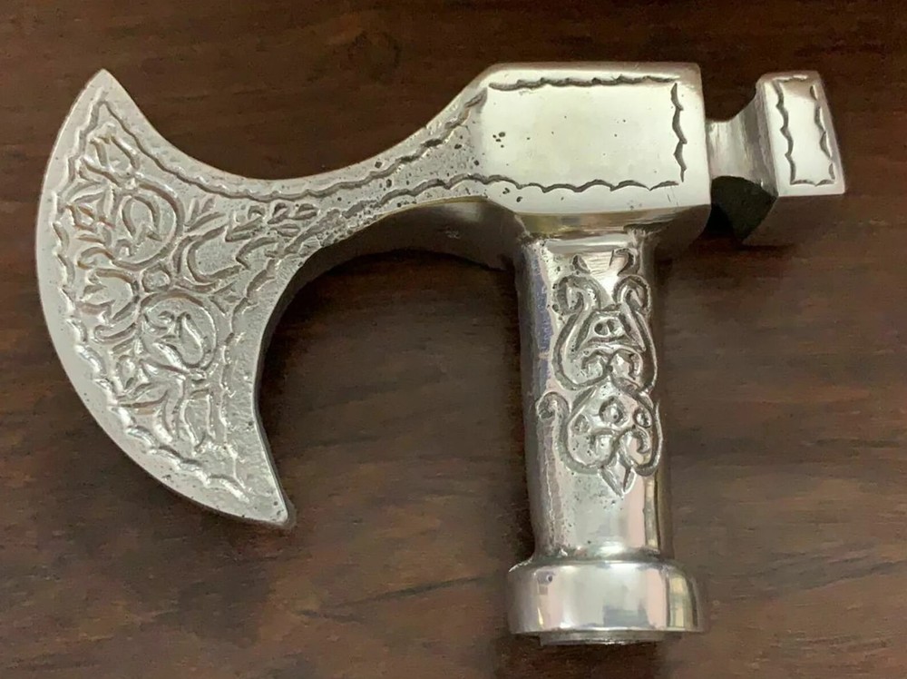 Antique Solid Victorian Axe Head Handle For Walking Stick Canes Working Style