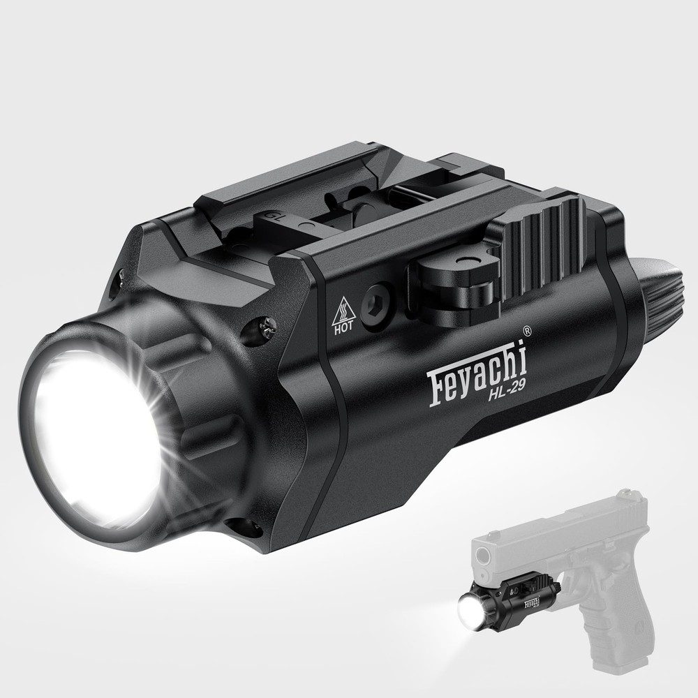 Feyachi Tactical Flashlight - 1500 Lumens Rail Mounted Flashlight, with 5 Interc