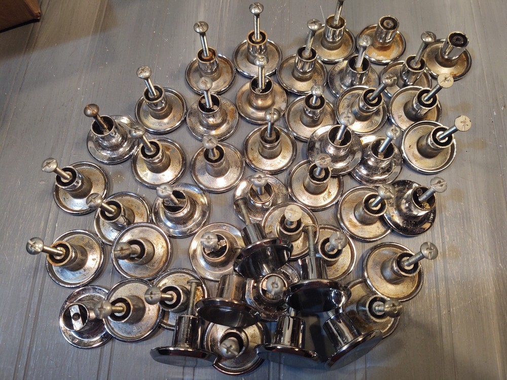 MCM 1.5" Round Concave Chrome Hardware Drawer Pulls knobs true vintage 552-1