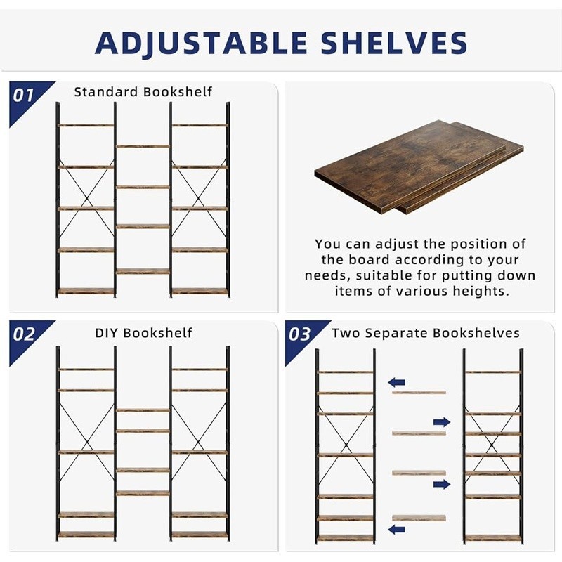 Adjustable Metal Bookshelf 14 Tier Multi-functional Storage Display Unit New