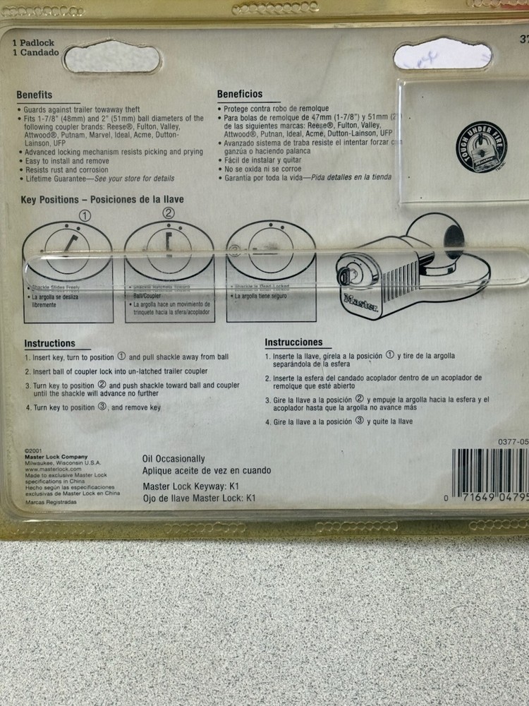 Masterlock Universal Trailer Coupler Lock Quanity 2