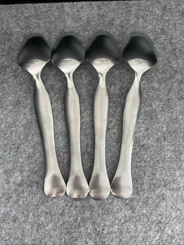 4 Retroneu 18/10 Stainless SILHOUETTE Flatware Dinner Spoon Flatware
