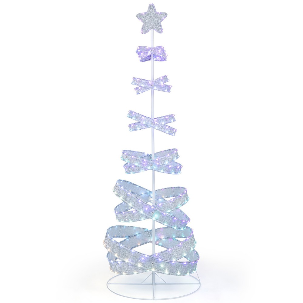 Pre-lit Spiral Christmas Tree Light Up Artificial Tree w/341 LED Lights