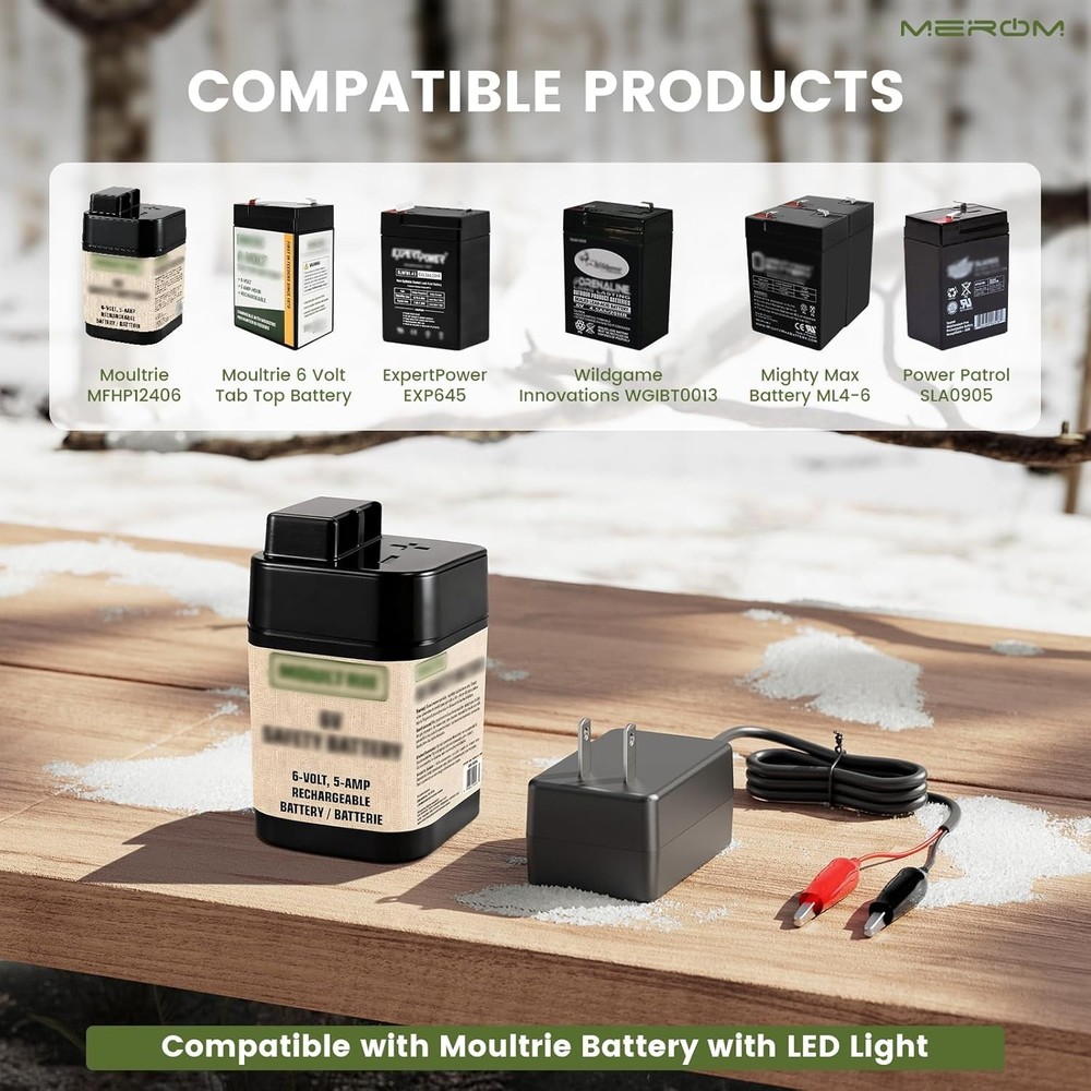 6V Battery Replacement Charger with LED Indicator & Self-Adapting Plug Design