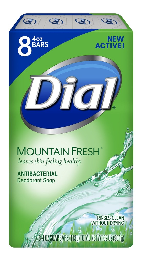 Dial Antibacterial Bar Soap, Refresh & Renew, Mountain Fresh, 4 Oz, 8