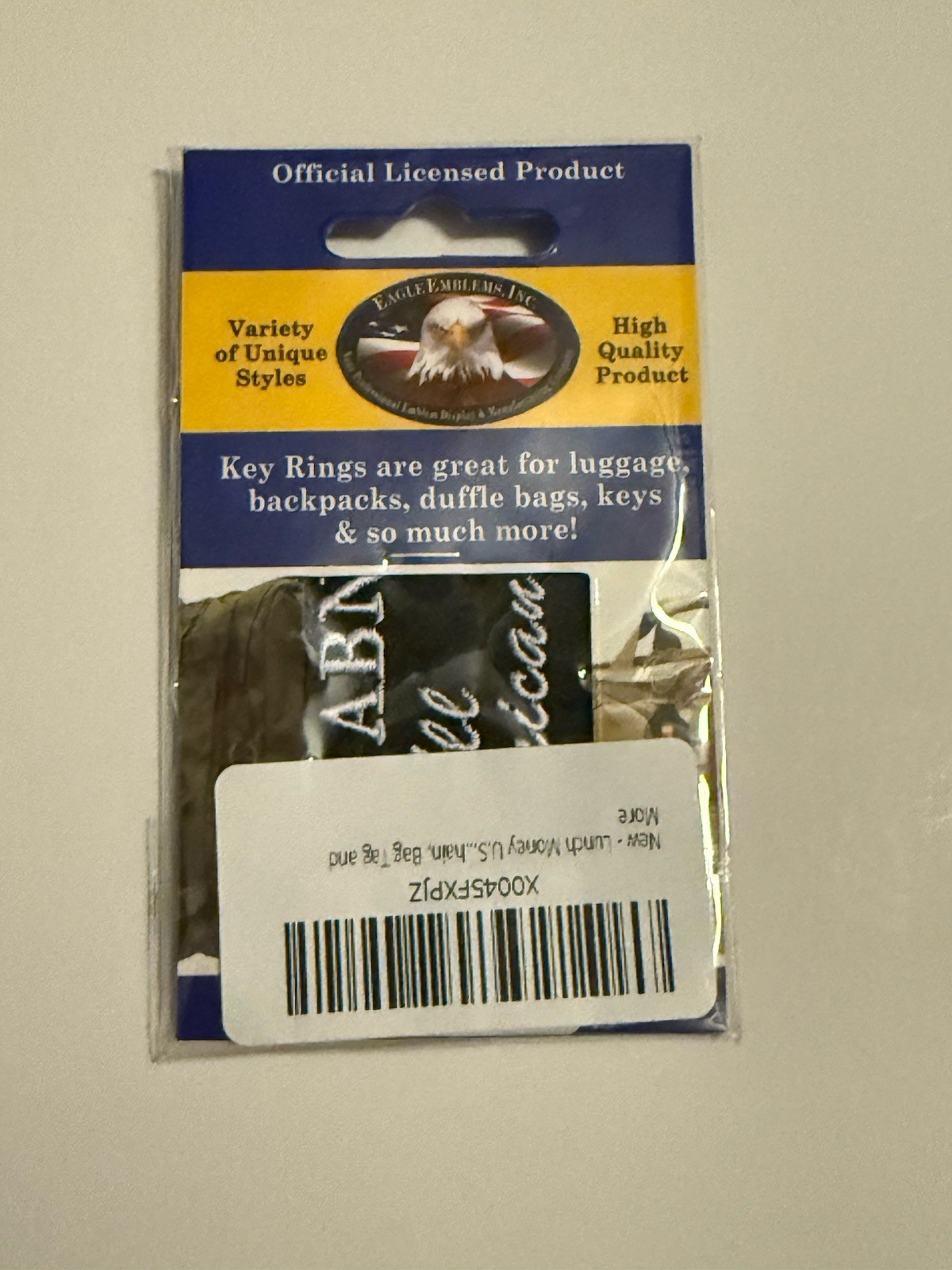 ARMY 82nd AIRBORNE DIVISION EMBROIDERED KEY CHAIN KEY RING 1.75 x 2.75 inches