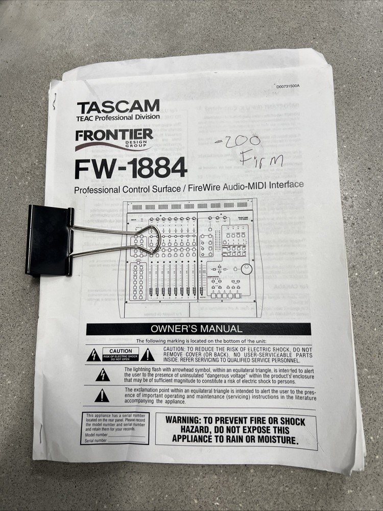 TASCAM FW-1884 FireWire Audio/MIDI Interface & Control Surface Mixer.