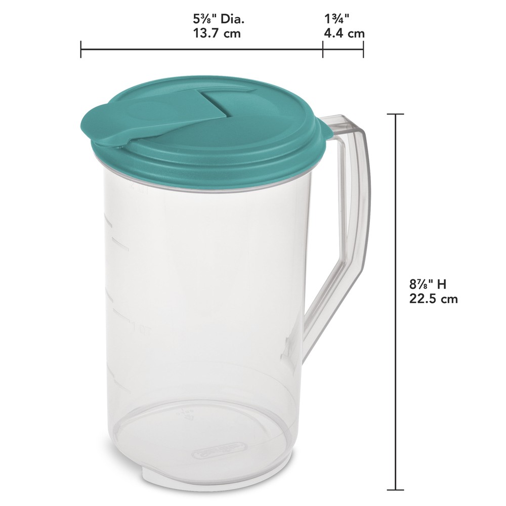 2 Qt. round Pitcher Plastic, Blue Atoll