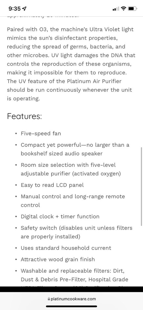 Platinum Air 2.0 Purification System Ozone Air Purifier UV Sterilizer