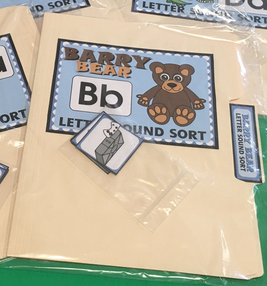 Barry Bear - Letter Bb - DIY File Folder game - Printed / Uncut