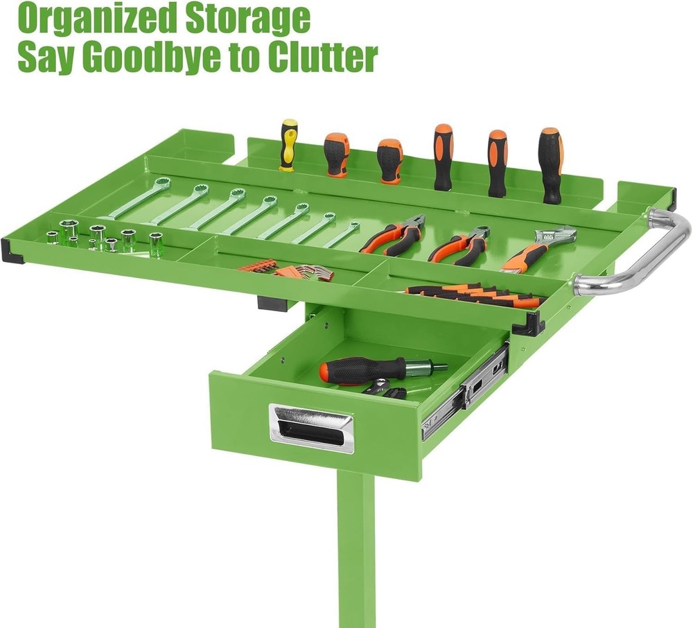 Tear Down Tray Mobile Work Table 220lbs Capacity Rolling Tool Table with Drawer
