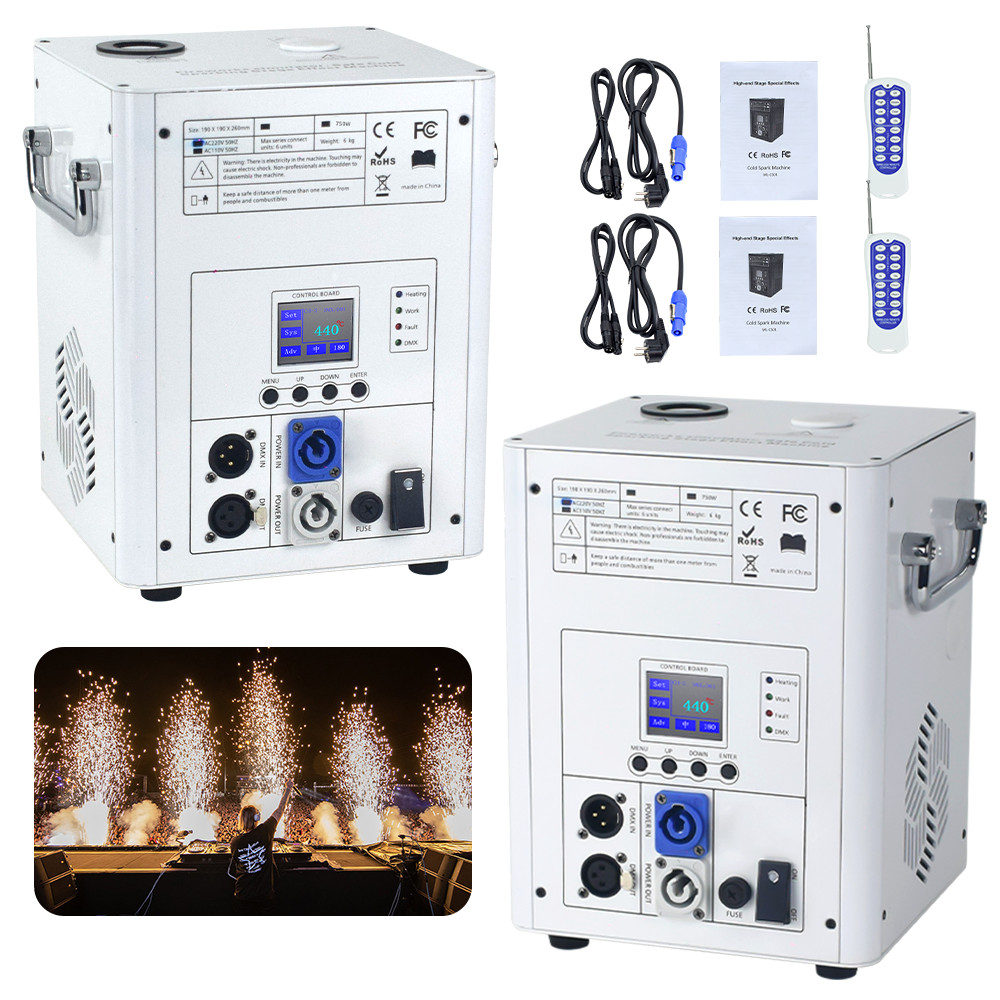 2PCS 750W White Cold Spark Fireworks Machine Wedding Stage Machine with Fly Case