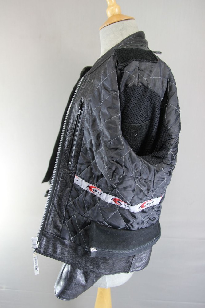 RIOSSI CLASSIC BLACK COWHIDE LEATHER BIKER JACKET: SIZE 14