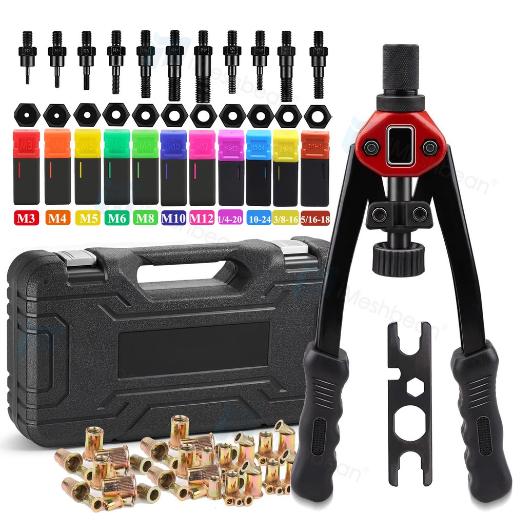 13'' Rivet Gun Kit Rivnut Thread Setting Tool Nut Setter NutSert Metric 110 Nuts