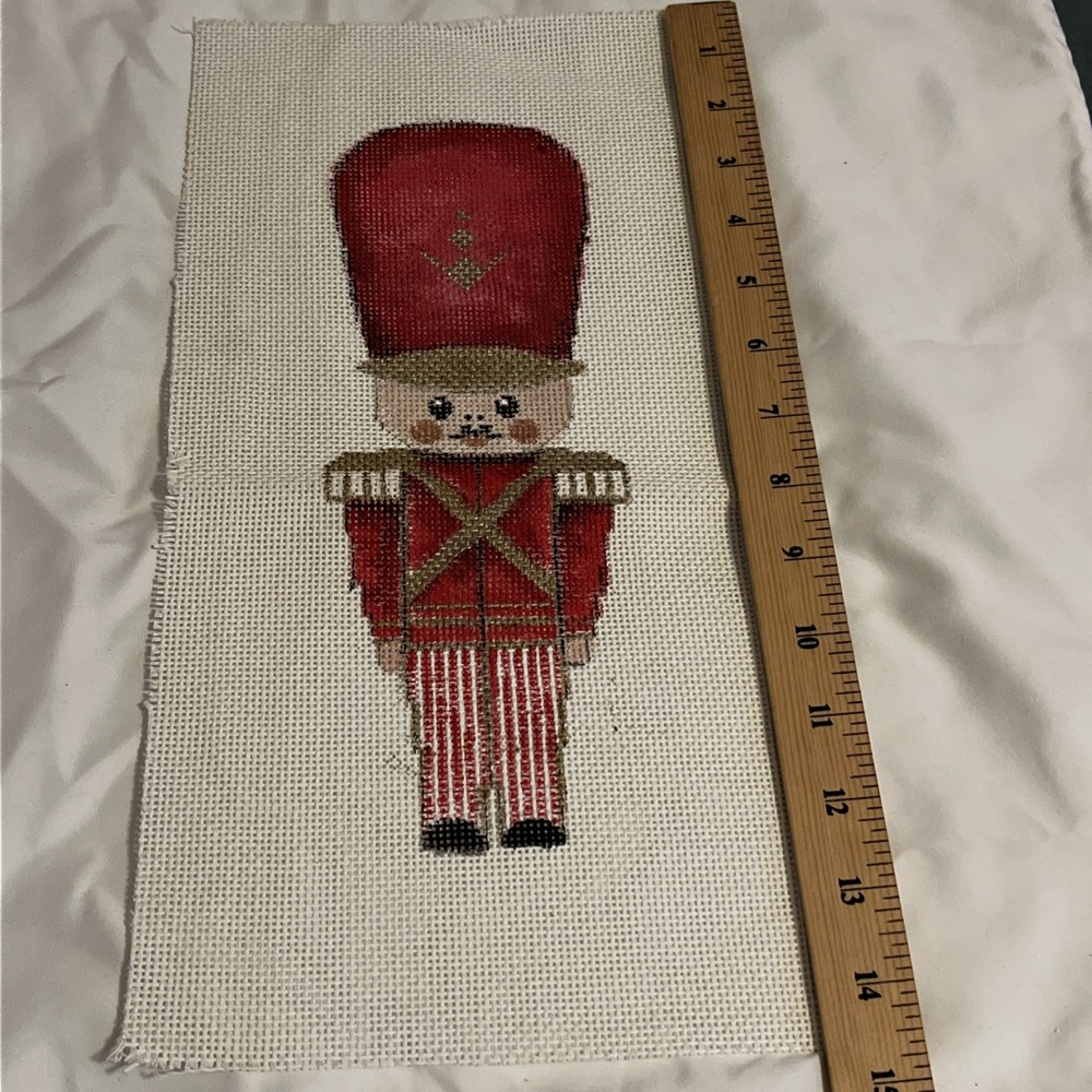 Nutcracker Soldier Needlepoint Canvas Hand Painted 14 Count Mesh