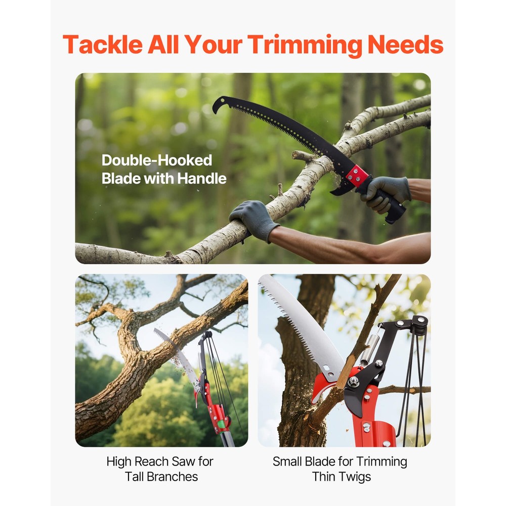 Manual Pole Saw Extendable Pole Tree Pruner 3.87 - 27 ft with Scissors